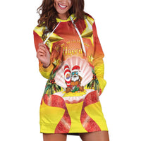French Polynesia Christmas Hoodie Dress Seashell Santa Beach Vibes - Polynesian Pride