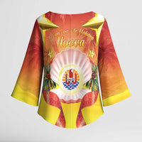 French Polynesia Christmas Kimono Sleeve Blouse Seashell Santa Beach Vibes - Polynesian Pride