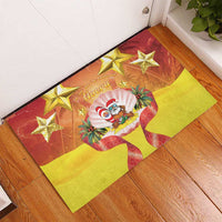 French Polynesia Christmas Rubber Doormat Seashell Santa Beach Vibes - Polynesian Pride
