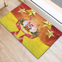 French Polynesia Christmas Rubber Doormat Seashell Santa Beach Vibes - Polynesian Pride