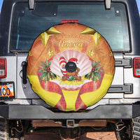 French Polynesia Christmas Spare Tire Cover Seashell Santa Beach Vibes - Polynesian Pride