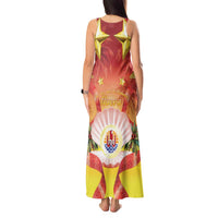 French Polynesia Christmas Tank Maxi Dress Seashell Santa Beach Vibes - Polynesian Pride