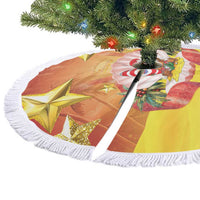 French Polynesia Christmas Tree Skirt Seashell Santa Beach Vibes - Polynesian Pride