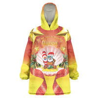 French Polynesia Christmas Wearable Blanket Hoodie Seashell Santa Beach Vibes - Polynesian Pride