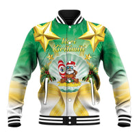 Cook Islands Christmas Baseball Jacket Seashell Santa Beach Vibes - Polynesian Pride
