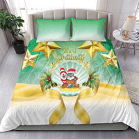 Cook Islands Christmas Bedding Set Seashell Santa Beach Vibes - Polynesian Pride