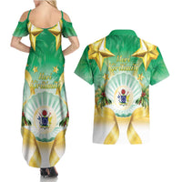 Cook Islands Christmas Couples Matching Summer Maxi Dress and Hawaiian Shirt Seashell Santa Beach Vibes - Polynesian Pride