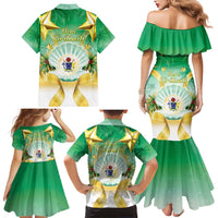 Cook Islands Christmas Family Matching Mermaid Dress and Hawaiian Shirt Seashell Santa Beach Vibes - Polynesian Pride