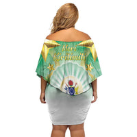 Cook Islands Christmas Family Matching Off Shoulder Short Dress and Hawaiian Shirt Seashell Santa Beach Vibes - Polynesian Pride