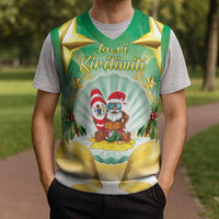 Cook Islands Christmas Knitted V-Neck Vest Seashell Santa Beach Vibes - Polynesian Pride