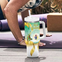 Cook Islands Christmas Tumbler With Handle Seashell Santa Beach Vibes - Polynesian Pride