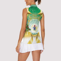 Cook Islands Christmas Women Sleeveless Polo Shirt Seashell Santa Beach Vibes - Polynesian Pride