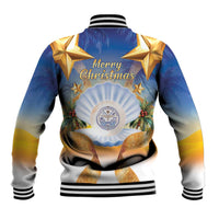 Marshall Islands Christmas Baseball Jacket Seashell Santa Beach Vibes - Polynesian Pride