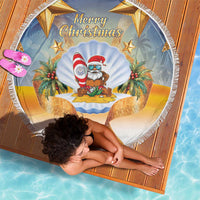Marshall Islands Christmas Beach Blanket Seashell Santa Beach Vibes - Polynesian Pride