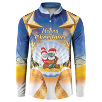 Marshall Islands Christmas Button Sweatshirt Seashell Santa Beach Vibes - Polynesian Pride