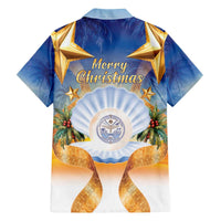 Marshall Islands Christmas Family Matching Off The Shoulder Long Sleeve Dress and Hawaiian Shirt Seashell Santa Beach Vibes - Polynesian Pride