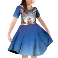 Marshall Islands Christmas Family Matching Off Shoulder Short Dress and Hawaiian Shirt Seashell Santa Beach Vibes - Polynesian Pride