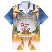 Marshall Islands Christmas Family Matching Short Sleeve Bodycon Dress and Hawaiian Shirt Seashell Santa Beach Vibes - Polynesian Pride