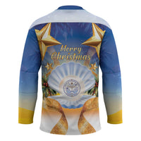 Marshall Islands Christmas Hockey Jersey Seashell Santa Beach Vibes - Polynesian Pride