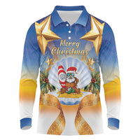 Marshall Islands Christmas Long Sleeve Polo Shirt Seashell Santa Beach Vibes - Polynesian Pride