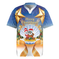 Marshall Islands Christmas Rugby Jersey Seashell Santa Beach Vibes - Polynesian Pride