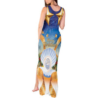 Marshall Islands Christmas Tank Maxi Dress Seashell Santa Beach Vibes - Polynesian Pride