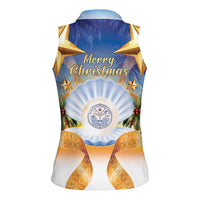 Marshall Islands Christmas Women Sleeveless Polo Shirt Seashell Santa Beach Vibes - Polynesian Pride