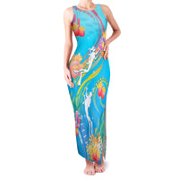 Under The Sea Scuba Diving Family Matching Tank Maxi Dress and Hawaiian Shirt Polynesian Pattern LT05 Mom's Dress Blue - Polynesian Pride