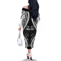 Personalised Remember Samoa Black Saturday Family Matching Off The Shoulder Long Sleeve Dress and Hawaiian Shirt Samoa Mo Samoa - Polynesian Pride