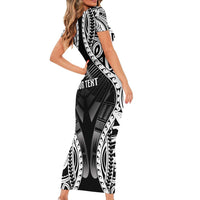 Personalised Remember Samoa Black Saturday Short Sleeve Bodycon Dress Samoa Mo Samoa - Polynesian Pride