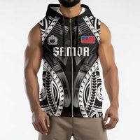 Personalised Remember Samoa Black Saturday Sleeveless Zip Hoodie Samoa Mo Samoa - Polynesian Pride
