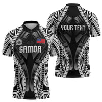 Personalised Remember Samoa Black Saturday Zipper Polo Shirt Samoa Mo Samoa - Polynesian Pride