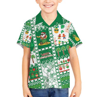 Norfolk Island Christmas Family Matching Long Sleeve Bodycon Dress and Hawaiian Shirt Festive Beach Vibes LT05 Son's Shirt Green - Polynesian Pride