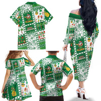 Norfolk Island Christmas Family Matching Off The Shoulder Long Sleeve Dress and Hawaiian Shirt Festive Beach Vibes LT05 - Polynesian Pride