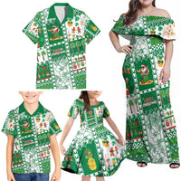 Norfolk Island Christmas Family Matching Off Shoulder Maxi Dress and Hawaiian Shirt Festive Beach Vibes LT05 - Polynesian Pride