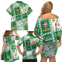 Norfolk Island Christmas Family Matching Off Shoulder Short Dress and Hawaiian Shirt Festive Beach Vibes LT05 - Polynesian Pride