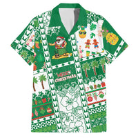 Norfolk Island Christmas Family Matching Off Shoulder Short Dress and Hawaiian Shirt Festive Beach Vibes LT05 Dad's Shirt - Short Sleeve Green - Polynesian Pride