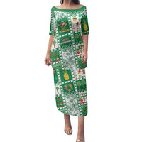 Norfolk Island Christmas Family Matching Puletasi and Hawaiian Shirt Festive Beach Vibes LT05 Mom's Dress Green - Polynesian Pride