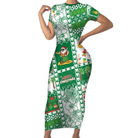 Norfolk Island Christmas Family Matching Short Sleeve Bodycon Dress and Hawaiian Shirt Festive Beach Vibes LT05 Mom's Dress Green - Polynesian Pride