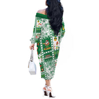 Norfolk Island Christmas Off The Shoulder Long Sleeve Dress Festive Beach Vibes - Polynesian Pride