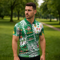 Norfolk Island Christmas Zipper Polo Shirt Festive Beach Vibes LT05 - Polynesian Pride