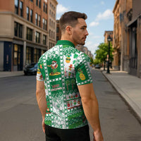 Norfolk Island Christmas Zipper Polo Shirt Festive Beach Vibes LT05 - Polynesian Pride