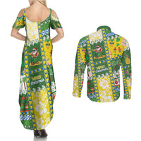 Pitcairn Islands Christmas Couples Matching Summer Maxi Dress and Long Sleeve Button Shirt Festive Beach Vibes LT05 - Polynesian Pride