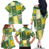 Pitcairn Islands Christmas Family Matching Off The Shoulder Long Sleeve Dress and Hawaiian Shirt Festive Beach Vibes LT05 - Polynesian Pride