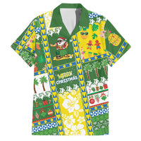 Pitcairn Islands Christmas Family Matching Off The Shoulder Long Sleeve Dress and Hawaiian Shirt Festive Beach Vibes LT05 Dad's Shirt - Short Sleeve Colorful - Polynesian Pride