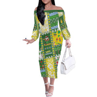 Pitcairn Islands Christmas Family Matching Off The Shoulder Long Sleeve Dress and Hawaiian Shirt Festive Beach Vibes - Polynesian Pride