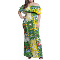 Pitcairn Islands Christmas Family Matching Off Shoulder Maxi Dress and Hawaiian Shirt Festive Beach Vibes - Polynesian Pride
