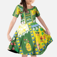 Pitcairn Islands Christmas Family Matching Tank Maxi Dress and Hawaiian Shirt Festive Beach Vibes LT05 Daughter's Dress Colorful - Polynesian Pride