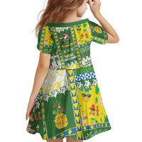 Pitcairn Islands Christmas Kid Short Sleeve Dress Festive Beach Vibes - Polynesian Pride