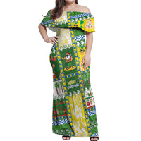 Pitcairn Islands Christmas Off Shoulder Maxi Dress Festive Beach Vibes - Polynesian Pride